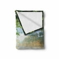 thumbnail image 2 of Landscape Soft Flannel Fleece Throw Blanket, Fishing Pier by River in the Morning Clouds and Trees Nature Image, Cozy Plush for Indoor and Outdoor Use, 50" x 70", Green Blue White, by Ambesonne, 2 of 6