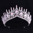 thumbnail image 1 of Granjero Gordo Tocado de novia, corona, joyas para el cabello con diamantes de imitación de cristal, ropa de celebración de bodas, decoración de fiesta (rosa), 1 of 4
