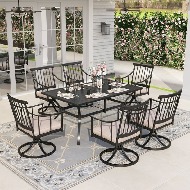 Sophia & William 7Piece Patio Outdoor Dining Set Metal Swivel Chairs