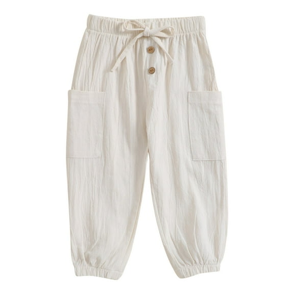 Ketyyh-chn99 Boys Pants 2024 Casual Linen Pants Boys Girls Toddlers Pants Summer Pants Trouser 3-4 Years,White