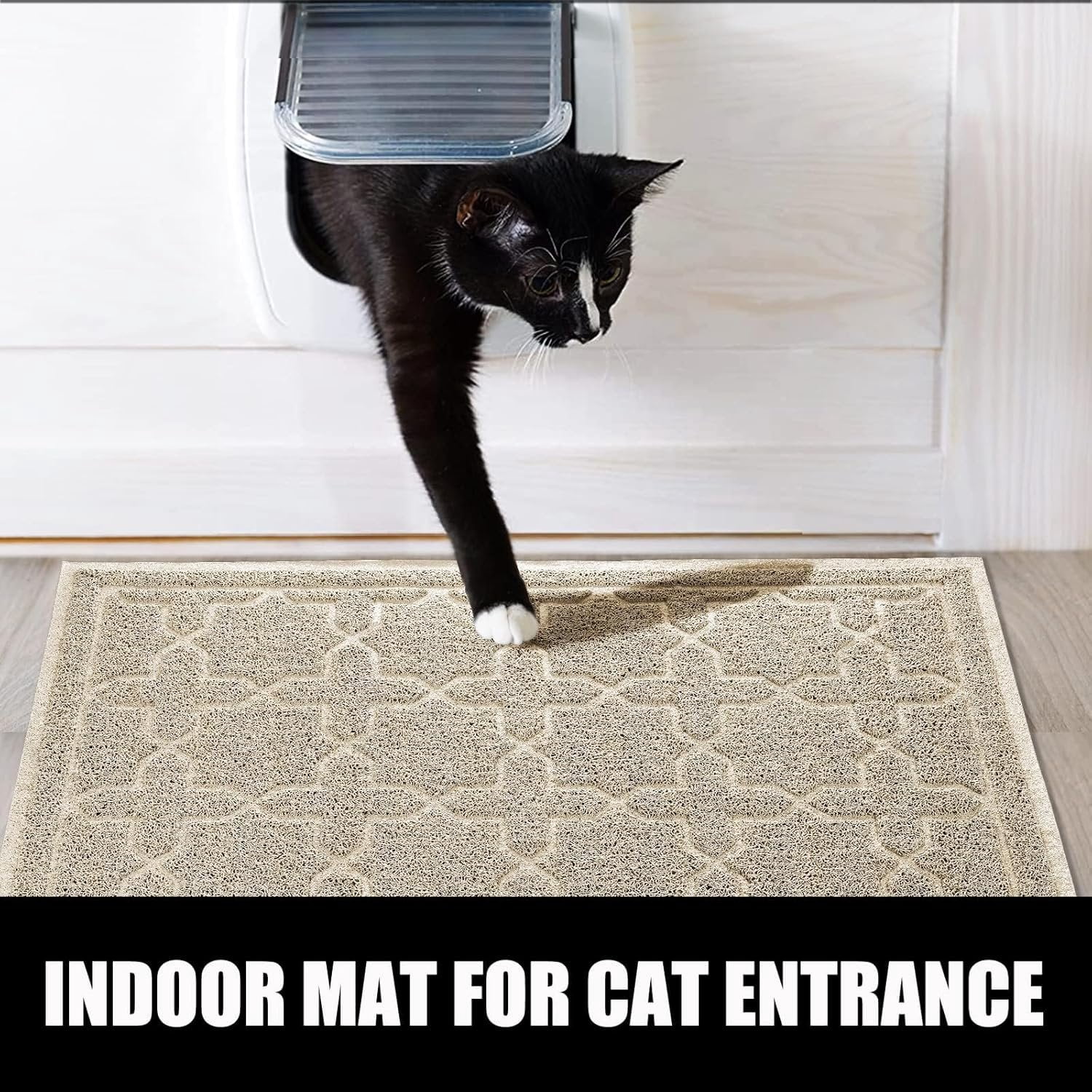 Litter Mat, 24"x20" Litter Mat with Litter Lock Mesh, Soft  Litter Mat Litter Trapping Mat, Easy to Clean, Non-Slip, Water Resistant, Litter Free Floors, Beige