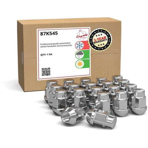 20 Pcs M12 1.50 12x1.5 Thread Bulge Acorn Lug Nut, 1.38" Long, Chrome, 3/4" 19mm Hex, Fits Many Chevy Honda Toyota Passenger Vehicles