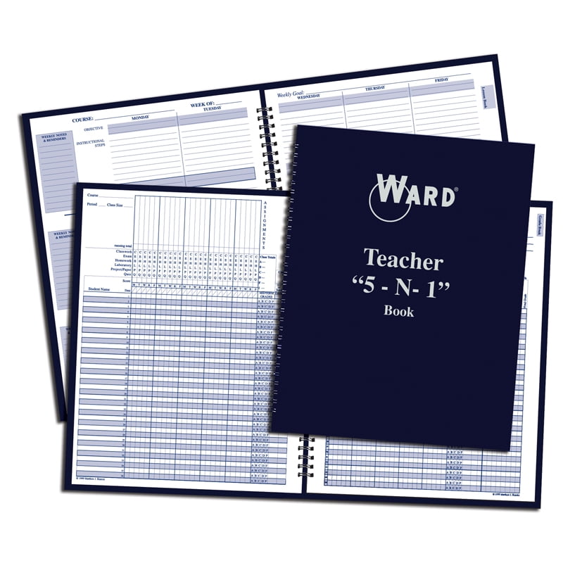 Teacher 5 In 1 Grade Book Lesson Planner Behavior Forms & Calendar -  Walmart.com