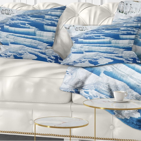 Designart Pamukkale Pools in Turkey - Landscape Printed Throw Pillow - 12x20