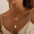thumbnail image 4 of Layered Initial Necklaces for Women Handmade 14K Gold Plated Layered Initial Letter Pendant Necklace Paperclip Link Chain Necklaces for Women, 4 of 6