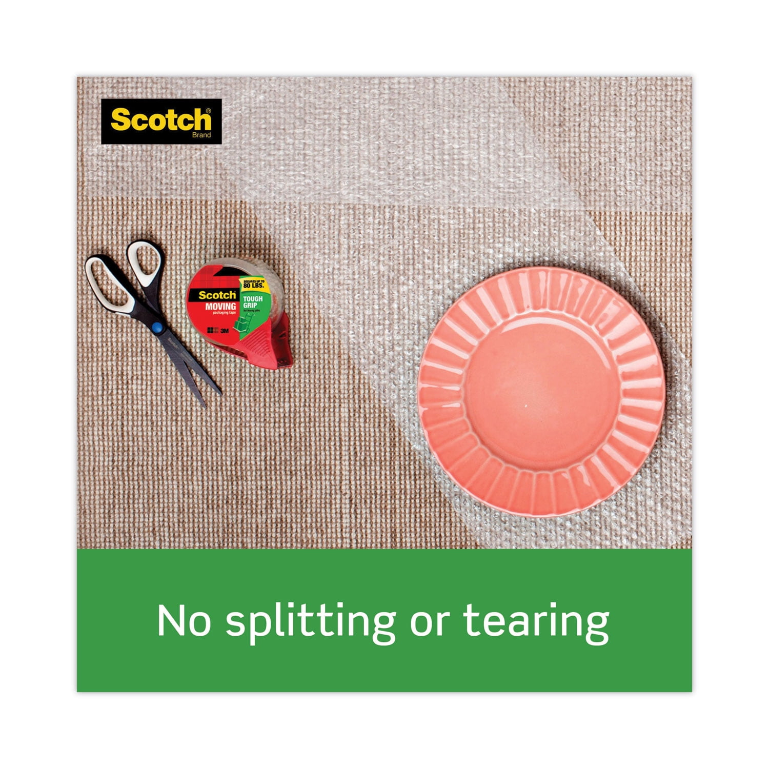 Scotch Tough Grip Moving Packaging Tape, 3" Core, 1.88" x 54.6 yds, Clear, 6/Pack