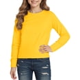 thumbnail image 1 of SUXIAN T-Shirts Unis Enfants T-Shirts à Manches Longues Enfants Col Rond Automne Hiver Hauts T-Shirts Basiques Coton Col Rond T-Shirts Graphiques Jeunesse Jaune 4-5 Ans, 1 of 4