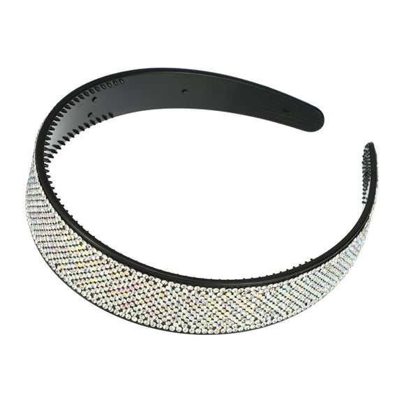 Vocoste No Slip Rhinestone Wide-brimmed Headband Classic Style Headband for Women 4.45"x0.98" White