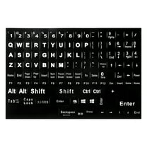 CCOCC Keyboard Stickers,English Keyboard Replacement Sticker with Black Background and White Big Lettering for Computer Notebook Laptop Desktop Keyboards,Matte Alphabet Sticker
