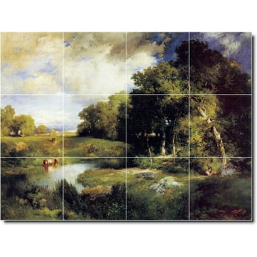 Ceramic Tile Mural-Thomas Moran Landscapes Painting 516. 17" w x 12.75" h using (12) 4.25 x 4.25 ceramic tiles