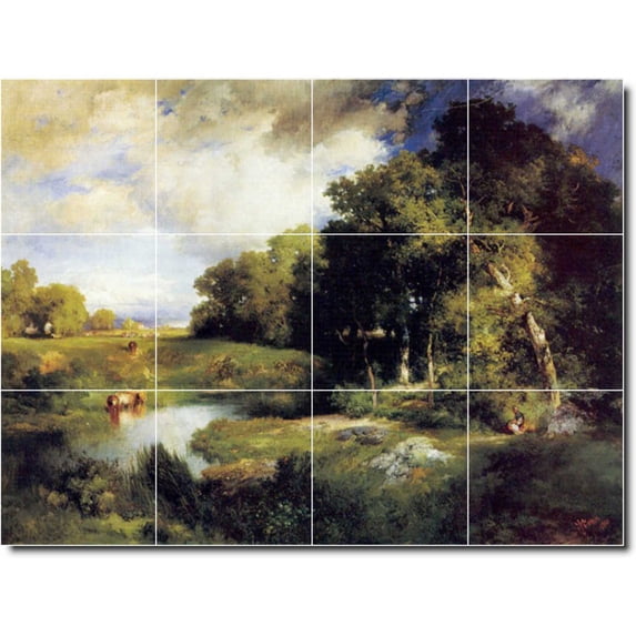 Ceramic Tile Mural-Thomas Moran Landscapes Painting 516. 48" w x 36" h using (12) 12 x 12 ceramic tiles