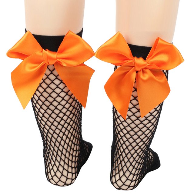 Chaussettes Résille pour Femmes Chaussettes Hautes en Maille Bas de Mode avec Noeud en Satin
