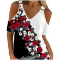 thumbnail image 2 of Aloohaidyvio Tops for Women ,Women Summer T-Shirt Cold Shoulder Pullover Blouse Short Sleeve Tops, 2 of 4