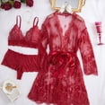 thumbnail image 2 of MINTREUS Women Lingerie Set 3 Piece Bra and Panty Sets with Lace Kimono Robe Sleepwear Mesh Nightgown, 2 of 4