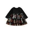 thumbnail image 1 of Fortune Robe en Tulle d'Halloween pour Fillettes 0-4 Ans, Imprimé Citrouille Fantôme, Robe Tutu Patchwork, 1 of 9