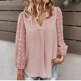 thumbnail image 2 of USSUMA T-Shirts for Women Trendy,Swiss Dot Tops Plus Size for Women Lantern Sleeve V Neck Chiffon Blouses Casual Work Shirts, 2 of 8