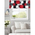 thumbnail image 3 of Curtain Valance for Windows,Abstract Red Black White Gray Color Block Kitchen Valances Rod Pocket Short Curtains,Geometric Art Window Treatment Panel for Bedroom Bathroom 42x12in, 3 of 9