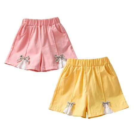 

Phenas Toddler Girls 2 Pack Summer Cotton Casual Versatile Short Pants 2-7T