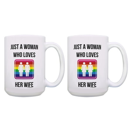 

ThisWear Gay Gifts Just A Woman Who Loves Her Wife 2 Pack 15oz Coffee Mugs Wife