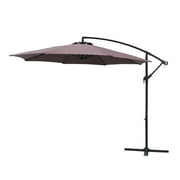 Flame&Shade 10 ft Cantilever Hanging Offset Outdoor Patio Umbrella with Base Stand - Coffee