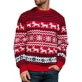 thumbnail image 1 of Suéter Navideño Informal para Parejas, Jersey de Punto con Cuello Redondo y Mangas Raglán, Blusas Cómodas y Cálidas para Otoño. Rojo (Hombres) XL, 1 of 4