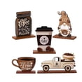 thumbnail image 4 of Juego de 5 Bandejas de Café de Varios Niveles, Letreros de Madera, Centros de Mesa Rústicos, Adornos de Escritorio para Oficina, ,, 4 of 9