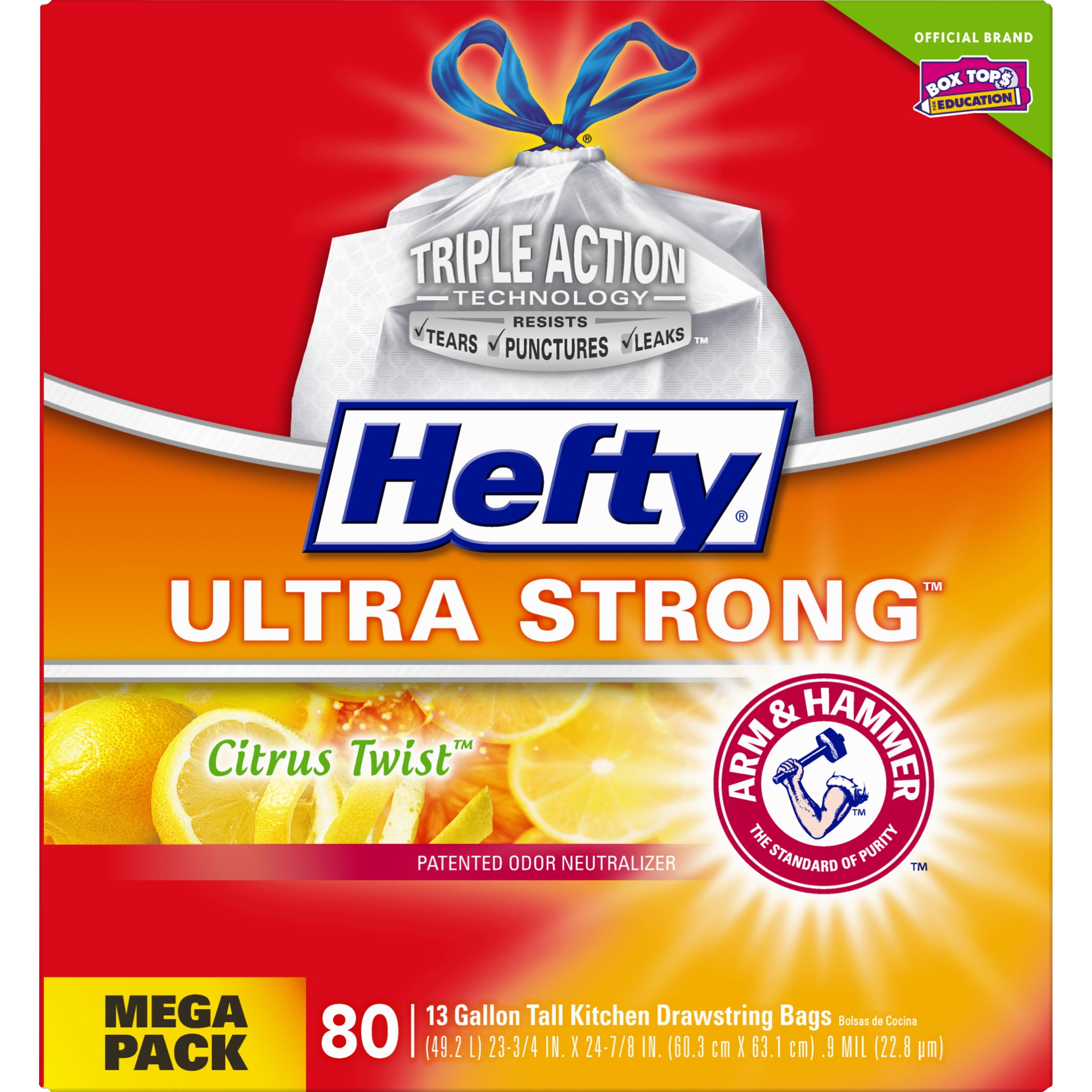 Hefty Ultra Strong Citrus Twist Scent Tall Kitchen 13 Gallon Drawstring Trash  Bags - Shop Trash Bags at H-E-B