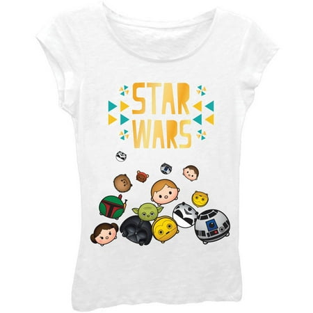 Star Wars Girls' Rolling Heads Short Puff Sleeve Graphic T-Shirt With Gold Glitter