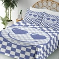 thumbnail image 3 of Ambesonne Modern Emoji Fitted & Top Sheet Set with Shams, Funny Faces Checkered, Dark Ceil Blue White, 3 of 5