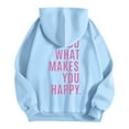 thumbnail image 6 of Hpapadks Women's Fashion Hoodies Word Graphic Print Vintage Trendy Preppy Long Sleeve Hooded Women's Sweatshirt Light Blue XXL, 6 of 6