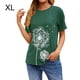 thumbnail image 1 of Camiseta Cuello Redondo Estampado Mujer Tops Poliéster Manga corta Tela de verano, Verde, XL seitruly AP002414-09, 1 of 7