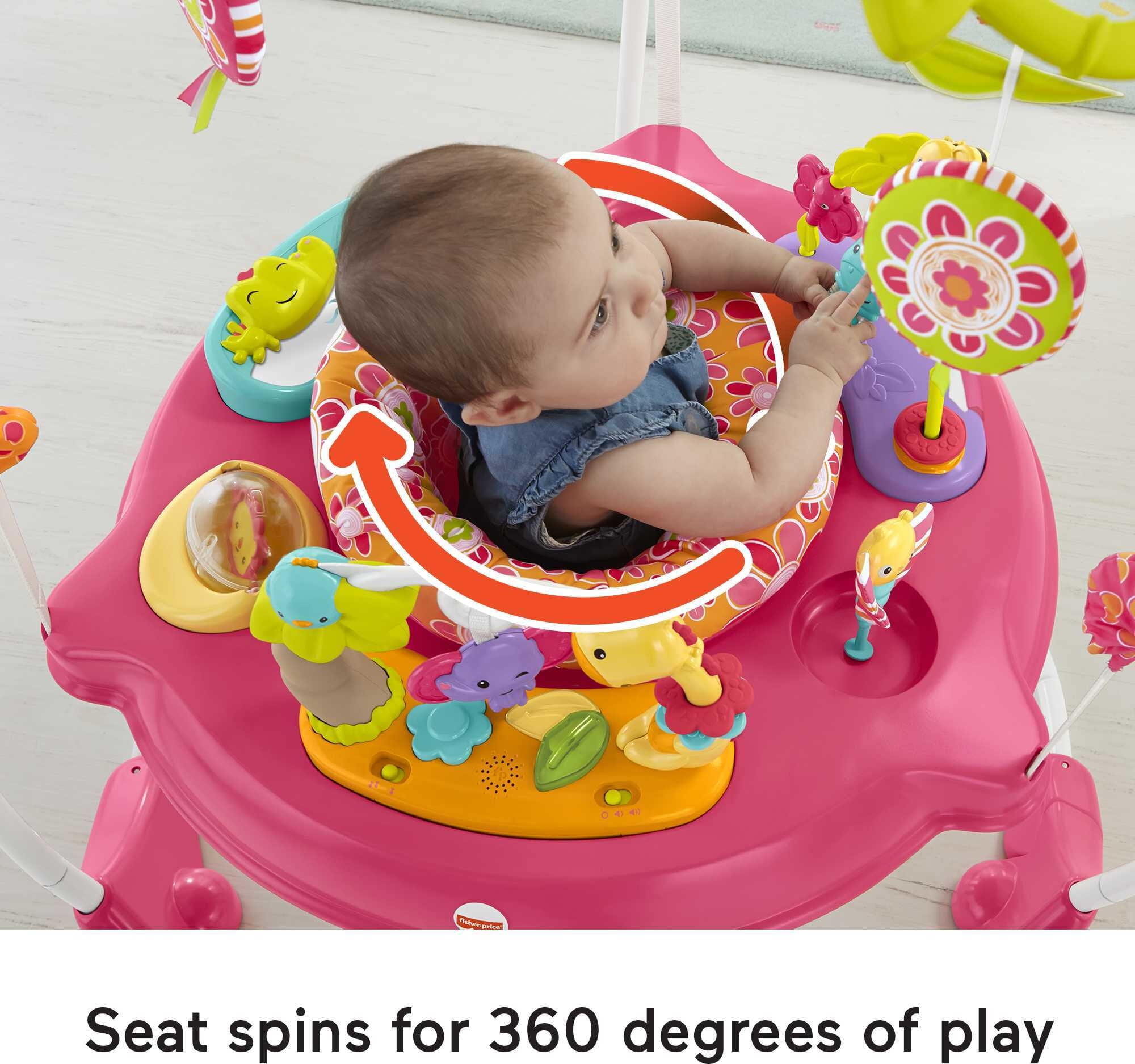 Fisher-Price Baby Bouncer Pink Petals Jumperoo Activity Center with Music and Lights, Unisex