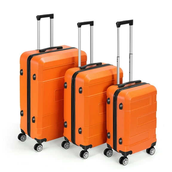 3 PCS Luggage Sets Hardside Lightweight Suitcase with TSA Lock, Orange