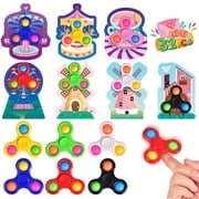 Fun Little Toys 28 Packs Valentines Cards with Fidget Spinner, Stress Relief Hand Finger Spinner Fidget Toy for Valentines Day Kids School Classroom Prizes, Gift Exchange,Party Favor