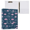 thumbnail image 3 of Chic Floral Stripes 12.4x10.6in PVC Round Ring Binder, D-Ring 3-Hole, Metal Clip, 200 Sheets, 3 of 10