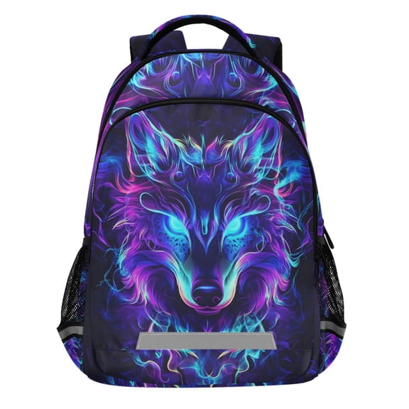 ALAZA Cool Wolf Face Pattern Backpack Elementary School Bags Student Bookbag Travel Rucksack