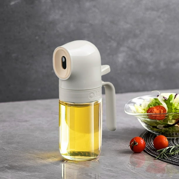 Botella de Vidrio con Atomizador para Aceite de Cocina - Pulverizador de Aceite a Prueba de Fugas de 8 Oz con Rociador de Niebla Fina, Dispensador de Aceite de Oliva Saludable Sin Aerosol (Blanco, Am