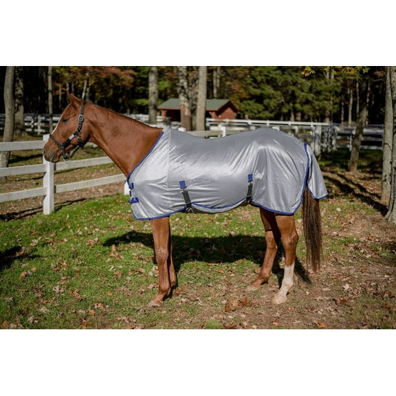 TuffRider Comfy Plus Standard Neck Fly Sheet - Quarry w/ Ultramarine Trim - 69