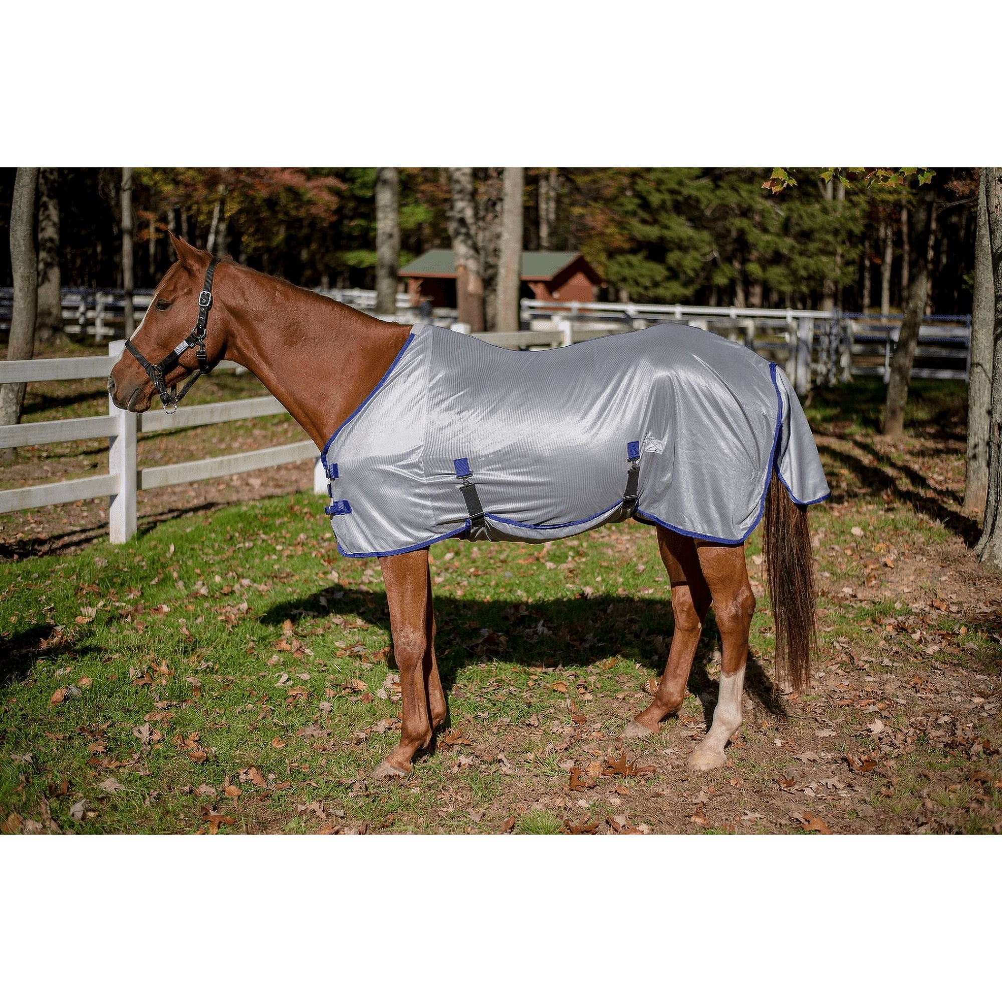 TuffRider Comfy Plus Standard Neck Fly Sheet - Quarry w/ Ultramarine Trim - 81