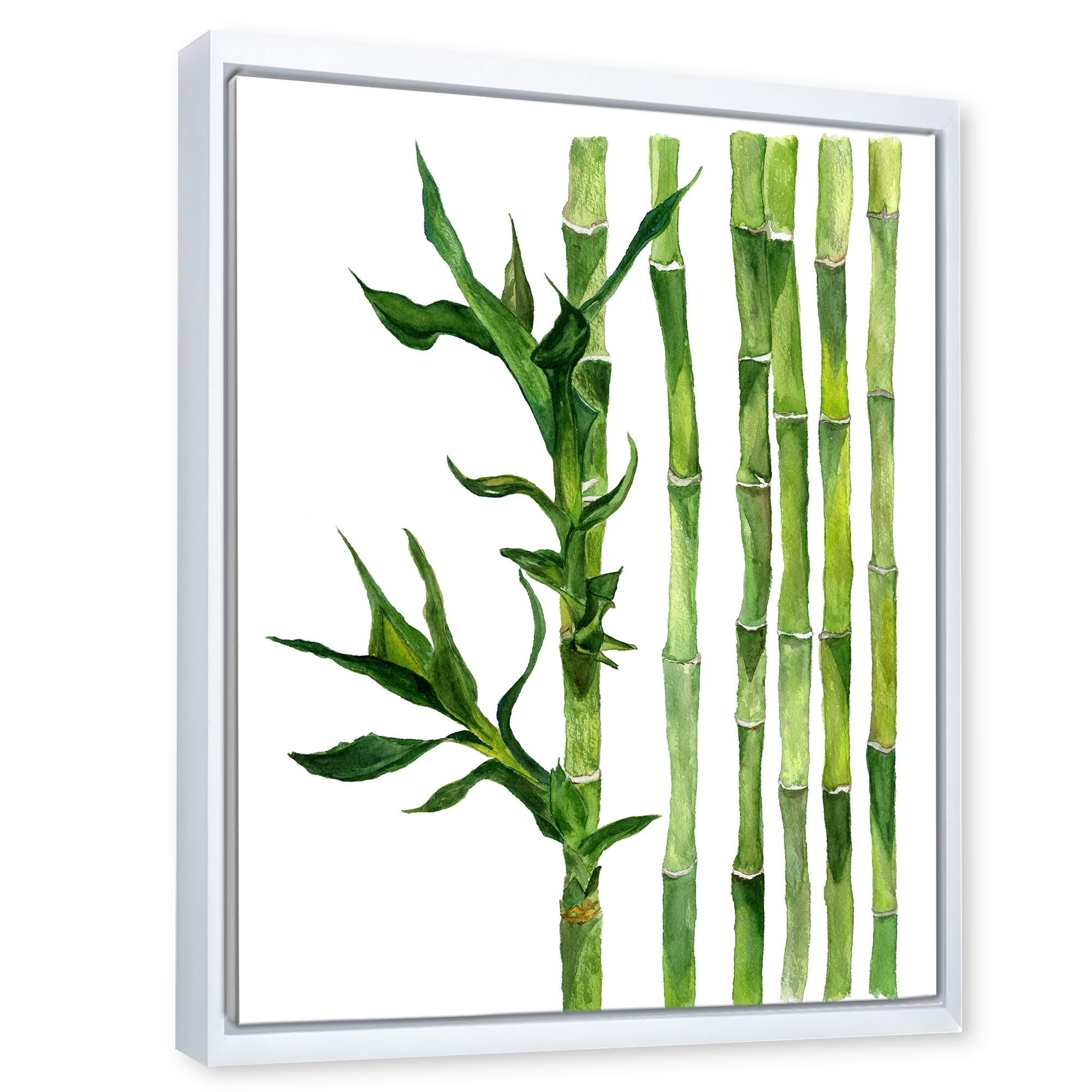 Designart 'The Forest of Bamboo Branches III' Tropical Framed Canvas Wall Art Print
