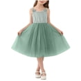 thumbnail image 2 of BLTIBY Girls Midi Tulle Dresses Cami Spaghetti Strap 3D Butterflies Sleeveless Tutu Dress Summer Birthday Party Gowns Green 2-3 Years, 2 of 6