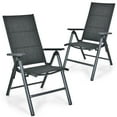 thumbnail image 2 of Costway 2PCS Patio Folding Dining Chairs Aluminum Padded Adjustable Back Gray, 2 of 10