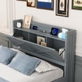 thumbnail image 3 of Gzxs Twin Size Captain Bed with Trundle and 3 Drawers, Modern Wood Platform Bed Frame with Storage Headboard and Charging Station, Gray, 3 of 8