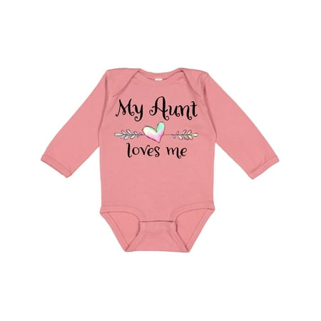 

Inktastic My Aunt Loves Me- Heart Gift Baby Boy or Baby Girl Long Sleeve Bodysuit