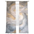 thumbnail image 2 of Abstract Marble Texture Sheer Curtains 108 Inches Long 2 Panels Grey Gold Gradient Wave Watercolor Light Filtering Semi Sheer Window Curtains Drapes for Bedroom Living Room 52"x108", 2 of 7