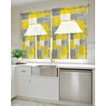 thumbnail image 4 of Yellow Grey Kitchen Curtains Swag Valance and Tier Curtains Set 36 Inch Length, Rustic Mottled Oil Painting Abstract Texture Rod Pocket Drape Panels Pair Swag Curtains for Bathroom/Cafe/Window, 4 of 6
