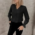 thumbnail image 2 of Maean Womens Dressy Blouse V Neck Business Office Tops Ruffle Long Sleeve Work Tunic Shirts Outfits, 2 of 8
