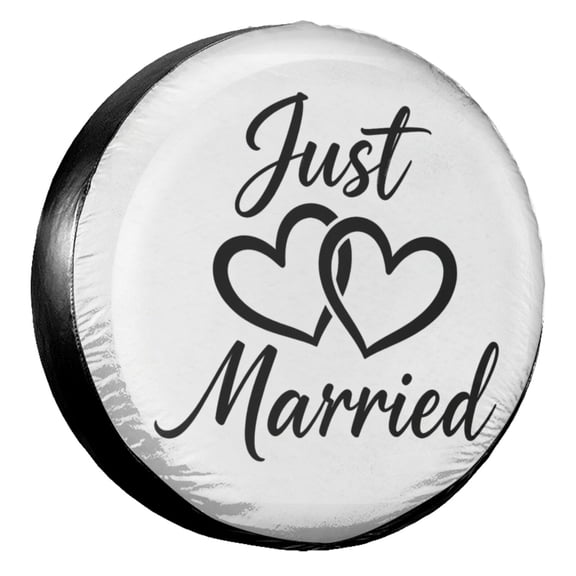 KAKALAD Just Married 02 Spare Tire Cover Universal Vehicle Accessories Buckle Car Tools 14”in