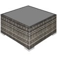 thumbnail image 1 of Rattan Garden Coffee Table, 25.6" Square Garden Rattan Table with Tempered Glass Top, Deep Grey, 1 of 7