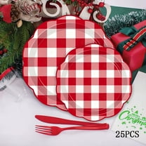 Dmlowu 25pcs Christmas Decorations Paper Plates - 9" Portable Christmas Plates, Disposable Christmas Party Plates for Holiday Wedding Party Supplies Decor, Pink